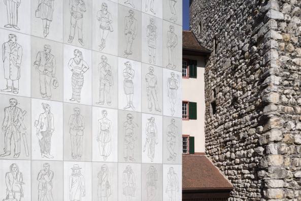 Beton, Relief, Figuren, septagonal, Grundriss, Deckentruktur,  Turm, 13. Jahrhundert, Aarau, aargau, Diener&Diener, Martin Steinmann, concrete, mammut tree, Mammutbaum, tower
