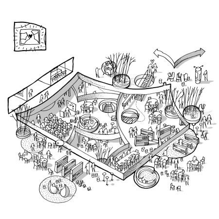 CEBRA; architects; Odense; Bildungszentrum; Neubau; Erwachsenenbildung; HF&VUC Fyn; Dnemark; Schulbau; Schulneubau; Lernumgebung; Kurven; Holzboden; Atrium