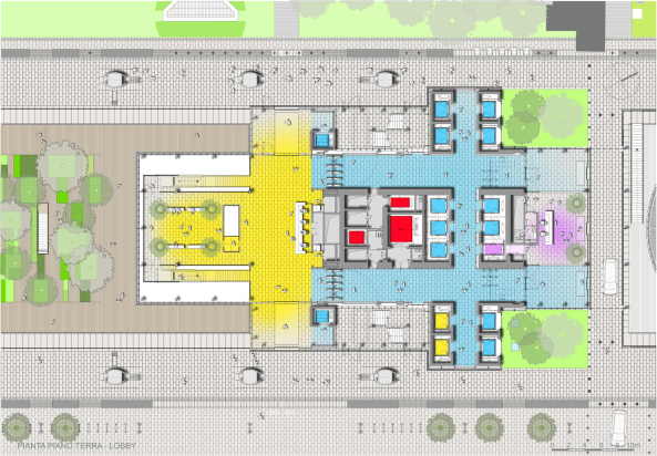 Turin, Italien, Renzo Piano, Intesa Sanpaolo, Neubau, 2015, Fertigstellung, Hochhaus, Turm, tower, highrise, Fassade, Glas, glass, facade, Garten, garden, Verwaltung, office, Bro, gemischte Nutzung, mixed use, variable Nutzung, Infrastruktur, Wintergarten, winter garden, Doppelfassade, double skin facade