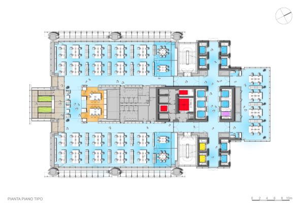Turin, Italien, Renzo Piano, Intesa Sanpaolo, Neubau, 2015, Fertigstellung, Hochhaus, Turm, tower, highrise, Fassade, Glas, glass, facade, Garten, garden, Verwaltung, office, Bro, gemischte Nutzung, mixed use, variable Nutzung, Infrastruktur, Wintergarten, winter garden, Doppelfassade, double skin facade