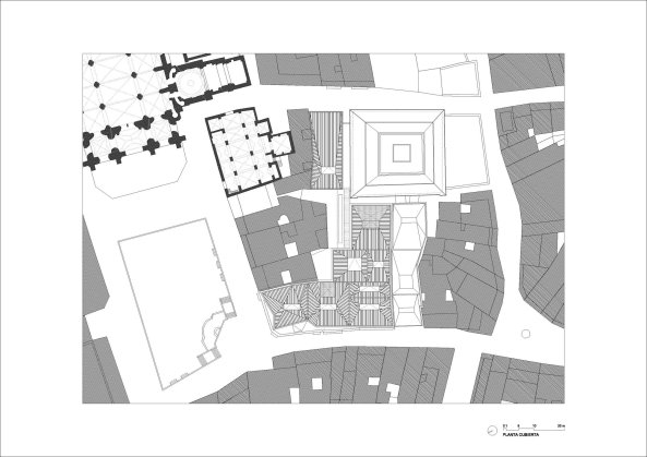 Fine Arts Museum of Asturias, Oviedo, Spanien, Spain, Museum, Kunstmuseum, art, museum, Umbau, Ausbau, Erweiterung, extension, 2014, Francisco Mangado, Wettbewerb, competition, Wettbewerbsgewinn, Velarde Palace, Casa Oviedo-Portal, Neubau, Fassade, facade, Glas, glass, Altbau, historical building, Hof, courtyard, Licht, Belichtung, light, lighting, skylight