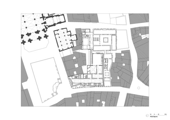 Fine Arts Museum of Asturias, Oviedo, Spanien, Spain, Museum, Kunstmuseum, art, museum, Umbau, Ausbau, Erweiterung, extension, 2014, Francisco Mangado, Wettbewerb, competition, Wettbewerbsgewinn, Velarde Palace, Casa Oviedo-Portal, Neubau, Fassade, facade, Glas, glass, Altbau, historical building, Hof, courtyard, Licht, Belichtung, light, lighting, skylight
