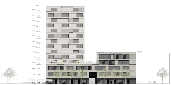 Wettbewerb, Wettbewerbsergenisse, Mnchen, Bayern, Schwabing-Nord, Domagkpark, Bauhausplatz, competition, nichtoffener Realisierungswettbewerb, Palais Mai, Graber Huber, Blauwerk, Ortner und Ortner Baukunst, Topotek, Stadtplanung, Stdtebau, urban planning, urban development, Bebauungsplan, Entwicklungsmanahme, Funkkaserne, Wohnen, Wohnung, housing, residential, Quartiersplanung, Einzelhandel, Gastronomie, Mischnutzung, Bro, office, Fassade, facade