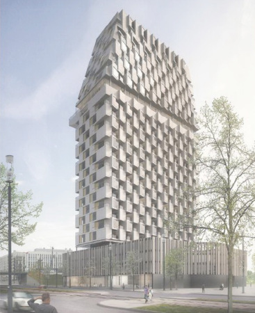 Grntuch Ernst, blauraum architekten, Meixner Schlter Wendt, Behnisch Architekten, Kees Christaanse, 3XN, Delugan Meissl Associated Architects, Neutelings Riedijk Architecten, NMDA - Neil M. Denari Architects, Stefano Boeri Architetti, Frankfurt am Main, Hochhaus, Neubau, Porsche Wettbewerb, 2015, Entscheidung, 1. Preis, Gewinner, Hochbau, City, High Rise, new building, Porsche Tower, Block, Europe's first branded building, Porsche Design Suites, Gallus Community Centre, Jury, Europaviertel, Boulevard Mitte