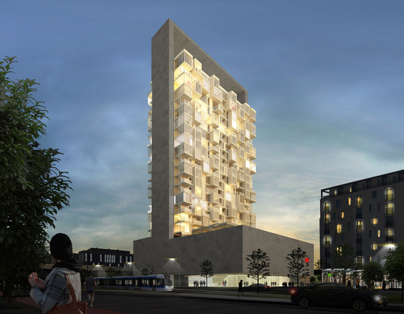 Grntuch Ernst, blauraum architekten, Meixner Schlter Wendt, Behnisch Architekten, Kees Christaanse, 3XN, Delugan Meissl Associated Architects, Neutelings Riedijk Architecten, NMDA - Neil M. Denari Architects, Stefano Boeri Architetti, Frankfurt am Main, Hochhaus, Neubau, Porsche Wettbewerb, 2015, Entscheidung, 1. Preis, Gewinner, Hochbau, City, High Rise, new building, Porsche Tower, Block, Europe's first branded building, Porsche Design Suites, Gallus Community Centre, Jury, Europaviertel, Boulevard Mitte