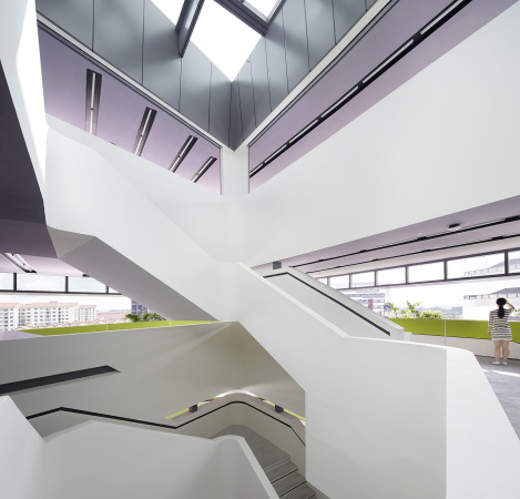 UNStudio, campus, Universitt, Singapur, University of Technology and Design, DP Architects, Neubau, 2015, Studenten, students, Ben van Berkel, Fassade, facade, Farbe, colour, Erschlieung, Auditorium