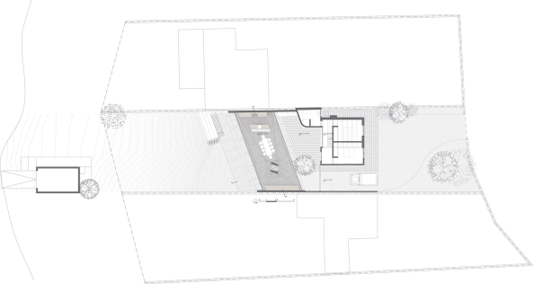Ne-ar, one column house, Argentinien, Argentina, Rio Negro, Erweiterun, Umbau, extension, Haus, house, Wohnhaus, Sule, column, Beton, concrete, Sttze, Ufer, Fluss, river, Holz, wood, Anbau, Ortbeton, Flachdach, roof