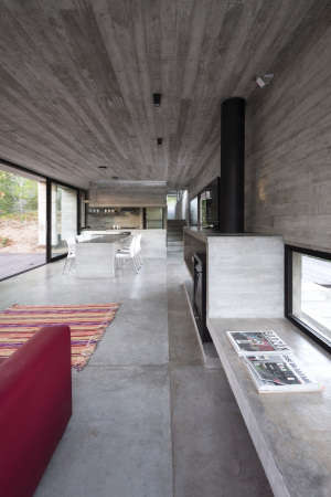 Wein House, Wohnhaus, Haus, Wohnen, housing, house, Buenos Aires, Beton, concrete, Casa, Wald, Landschaft, D�nen, dunes, forest, Villa, Hang, Erschlie�ung, Rampe, ramp, beam, Balken