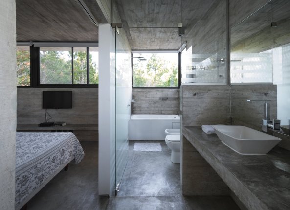 Wein House, Wohnhaus, Haus, Wohnen, housing, house, Buenos Aires, Beton, concrete, Casa, Wald, Landschaft, D�nen, dunes, forest, Villa, Hang, Erschlie�ung, Rampe, ramp, beam, Balken