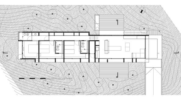 Wein House, Wohnhaus, Haus, Wohnen, housing, house, Buenos Aires, Beton, concrete, Casa, Wald, Landschaft, Dnen, dunes, forest, Villa, Hang, Erschlieung, Rampe, ramp, beam, Balken