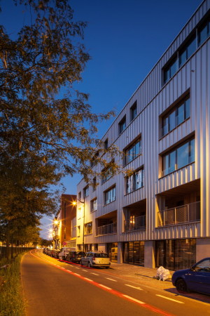 stekke + fraas, brutopia, housing, Neubau, Metallfassade, Wohnungsbau, Belgien, Baugruppe, Holz, Ausbau, Platten, Metallfassade, Blech, Dachterrasse, Wasser, Tim Van de Velde, Vielfalt, diversity, Ritterstrae, R50, wood, metal, terrace, water, Flu, Balkone, gnstig, billig, cheap, low cost, low tech, 2015, 2014, Forest, Avenue Van Volxem 387