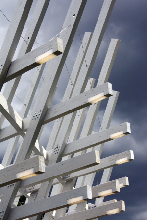 J. Mayer H., Pavillon, Karlsruhe, Schlossgarten, Schlossplatz, Holz, wood, Festival, Temporre Architektur, Bhne, Event, Raster, Holzstab, pattern, Jrgen Mayer H.