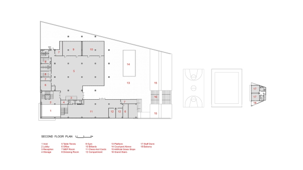 CSWADI; SanWaYao; community sports facility; Neubau; Sportkomplex;China Southwest Architectural Design and Research Institute; China; Chengdu; DongYuan; Sportzentrum; Rampe; Multifunktionshalle