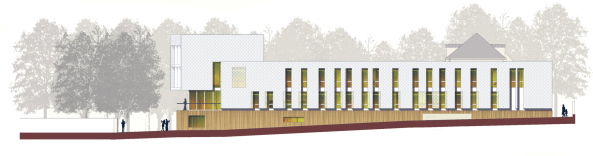 sozial, soziales, zentrum, paris, atelier novembre, vorort, Palaiseau, behrde, amt, polizeistation, umnutzung, bauen im bestand, neubau, aluminium, alu, beton, glas, kulturzentrum, anbau, 11H45