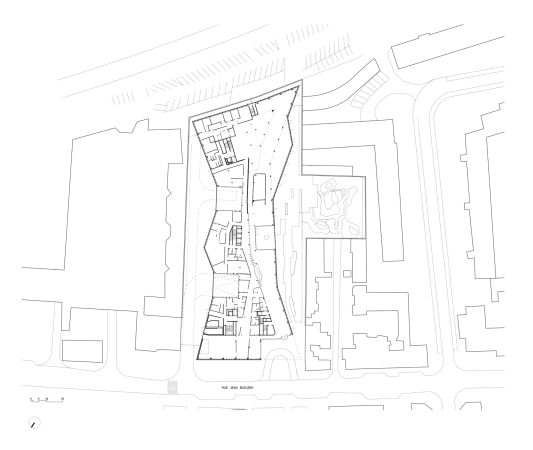 Neubau, Paris, Verlagshaus, Architektur, Vanves, 2015, Hachette Livre, France, Frankreich,, 58 Rue Jean Bleuzen, 92170, Jacques Ferrier Architectures, Stphane Vigoureux, Agence TER, 2010, Wettbewerb, Fassade, Unschrfe, verwischt, hell, Lochblech, Metall, Einschnitte, Bro, office, corporate, Glas,