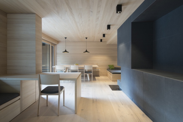 sterreich, Zell am See, Einfamilienhaus, single family house, schwarz, Holz, Fassade, Umbau, Ersatzbau, lasiert, Latten, Bretter, wood, Austria, 2015, Volker Wortmeyer, balcony, Kamin, Haupstrae, Zeller See, LP Architekten, Sdseite, Wildbachverordnung, lake, Block, Monolith, monolithisch, geschlossen, monochromatisch,