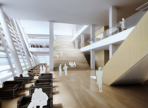 Suzhou, China, 2015, Wettbewerb, gmp, Ergebnis, Preis, Gewinner, Neubau, Realisieurngswettbewerb, library, new town, Bibliothek, Bcher, Lesen, Lernen, Stadtzentrum N0. 2, von Gerkan, Marg und Partner, Hochregallager,, automation, Automatisierung, windschiefe Ebene, Paper, Papier, Stapel, Papierstapel, Ferner Osten, Xiangcheng Town, Venedig des Ostens, Venice of the East, Entwurf, design