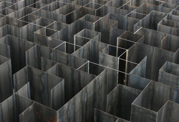 Stahl, steel, Genk, Belgium, C.Mine, Pieterjan Gijs, Arnout van Vaerenbergh, Labyrint, labyrinth, art installation, Kunstinstallation