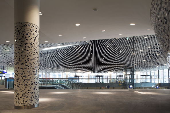 delft, bahnhof, delft station, mecanoo, architekten, infrastruktur, deckenstruktur, neubau, rathaus, niederlande, lamellen, decke, halle, bahnhofshalle, harry cock