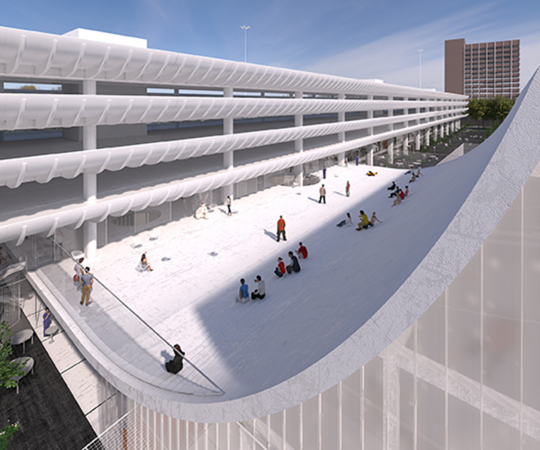 preston, bus station, busbahnhof, englang, grobritannien, brutalismus, bauen im bestand, denkmal, jugendzentrum, parkgarage, parkhaus, wettbewerb, ergebnis, john puttick, new york