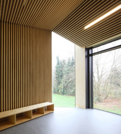 marburg, kita, +e, kindergarten, kindertagessttte, opus, neubau, faltung, passivhaus, plusenergiehaus, vitosareal, vitos, park, wald, grn, photovoltaik, Eibe Snnecken