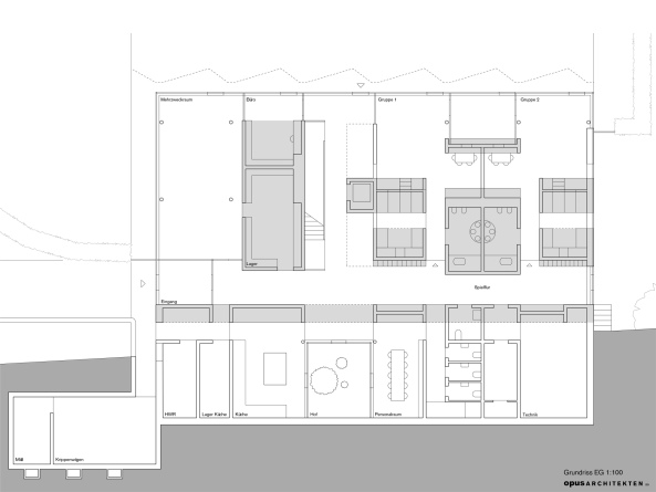 marburg, kita, +e, kindergarten, kindertagessttte, opus, neubau, faltung, passivhaus, plusenergiehaus, vitosareal, vitos, park, wald, grn, photovoltaik, Eibe Snnecken