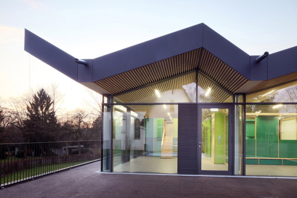 marburg, kita, +e, kindergarten, kindertagessttte, opus, neubau, faltung, passivhaus, plusenergiehaus, vitosareal, vitos, park, wald, grn, photovoltaik, Eibe Snnecken