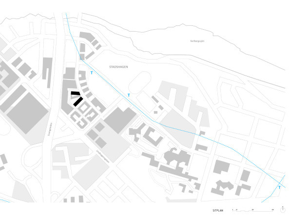 kita, wohnkomplex, stockholm, schweden, joliark, neubau, stein, grau, balkone, putz, hof, innenhof, wohnungsbau