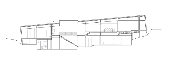 Topographie, Sichtbeton, Glas, Fassade, Villa, Knstler, Maler, Meerblick, Aussicht, Rahmung, Windschutz, Chile, unebenes Terrain, Kste
