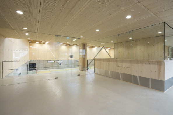Sporthalle, 2015, Fertigstellung, Neubau, Holzfassade, Frankreich, France, Konstruktion, Holzkonstruktion, Dmmung, Stroh, natrlich, Hacine Cherifi gymnasium, Rillieux-La-Pape, Tectoniques Architectes, ko, Marcel Cerdan, Boxer, Astroballe, Lyon, Groraum, sports, new building, Vorort,11h45, Tectoniques Architects