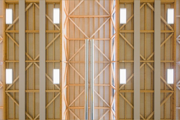 Sporthalle, 2015, Fertigstellung, Neubau, Holzfassade, Frankreich, France, Konstruktion, Holzkonstruktion, Dmmung, Stroh, natrlich, Hacine Cherifi gymnasium, Rillieux-La-Pape, Tectoniques Architectes, ko, Marcel Cerdan, Boxer, Astroballe, Lyon, Groraum, sports, new building, Vorort,11h45, Tectoniques Architects