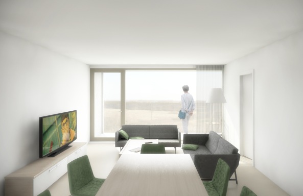 Brutalismus, Sozialer Wohnungsbau, Bauen im Bestand, Entkernung, Betonskelett, Sanierungsgebiet, Antwerpen, Atelier Kempe Thill, Wohnungsbau, Transformation, Glasfassade, Vollverglasung, Laubengnge, Beton, Zeilenbauten, 70er Jahre