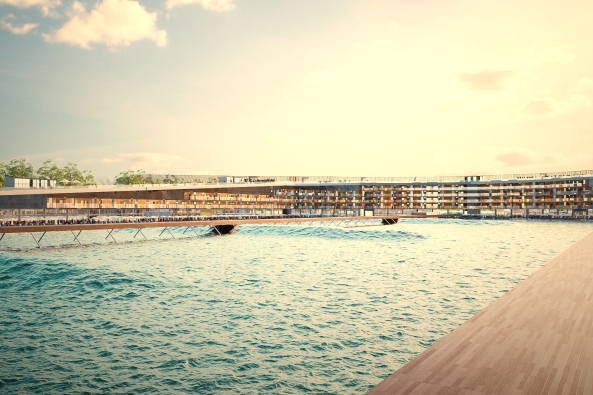 Subiaco Oval, Welle, Surfen, Surfpark, Australien, Perth Stadium, Burswood, Umbau, Umnutzung, Surfpark in Australien geplant, MJA Studio, Subi Surf Park, Wellentechnologie, Meer, knstliche Welle, Wellenpark, High-Tech-Welle, BauNetz