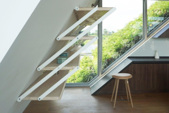 Musterhaus, Gebirge, KiBiSi, Bjarke Ingels Group, BIG; Kopenhagen, Taiwan, Hualien, Ebene, Schieferplatte, artificial Mountains, Glas, glass, Roof vegetation, natural circulation, shadow, Schatten,