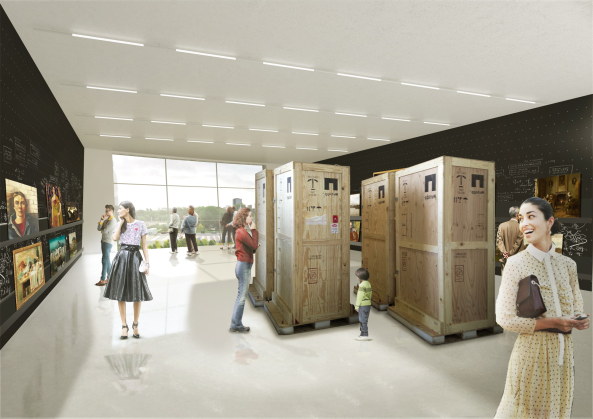 Boijmans van Beuningen Museum, Blumentopf,  Winny Maas, Depotgebude, Museumsdepot, Schaulager, MVRDV, Wettbewerb 2014, Baubeginn, Grundsteinlegung, grnes Licht, Genehmigung, Abstimmung, decision, Entscheidung, Depot, 21st century, Collectiegebouw. Chrom, glass, glas, verspiegelt, rund, Cone, Jacob van Rijs, Nathalie de Vries, Foundation De Verre Bergen