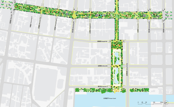 MVRDV, 2015, competition, Neubau, Umbau, st�dtebauliche Transformation, St�dtebau, Stra�engestaltung, China, Taiwan, Tainan, urban lagoon, The Urbanist Collaborative,  LLJ Architects, Aplus Digital Technology, New Tainan Canal, Tainan Ship Moorage, Wasser, blaue Lagune, blue lagoon, Wettbewerb, Ergebnis, Parking, Tiefgarage, downtown, China-Town Mall, �ffentlicher Raum, �ffentlicher Nahverkehr, Herbst 2016, autumn