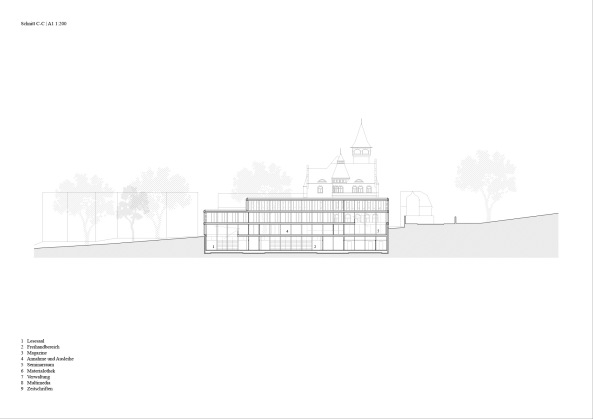 Neubau BURG Mediathek, Burg Giebichenstein, Campus Design am Neuwerk, Kunsthochschule Halle, Neubau Mediathek Burg Giebichenstein, f 29 Architekten, ZILA Architekten, Rehwaldt Landschaftsarchitekten, Holzbau, Holzfassade, Hochschulmediathek, Baukosten, Deisgn, Architektur, Sachsen, Grundriss, Energiekonzept, Fassade, facade, wood, Strenge Fassade, Luftraum, Bibliothek, Raster, Regale, Medien, Flachdecke, Campusgebude, Unigebude, Neuwerk