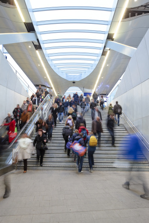 Glas, Beton, Umbau, UNStudio, Amsterdam, B+B Bureau, Arup, Bahnhof, Transit, Rampe, concrete, central, station, transit zone, Arnhem, plattforms, train, Gleis, geschwungen, swinging form
