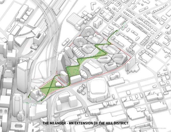 BIG; Bjarke Ingels Group; West 8; Atelier Ten; Masterplan; Pittsburgh; Penguins; Lower Hill District; USA; Pennsylvania