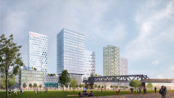 Gleisdreieck, Park am Gleisdreieck, Urbane Mitte am Gleisdreieck, Berlin, Wettbewerb, COBE Berlin, Ortner & Ortner Baukunst, Planungswettbewerb, Corpo Gruppe