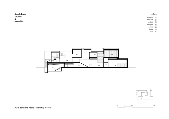 Dominique Coulon & Associs; Eugeni Pons; Henri Dutilleux Conservatoire of Music, Dance and Dramatic Arts; Belfort; Frankreich; Konservatorium; Musikschule; Tanzschule; Theaterschule; Neubau; Pollock; Drip Painting; Action Painting; Betonfassade; Marmoroptik