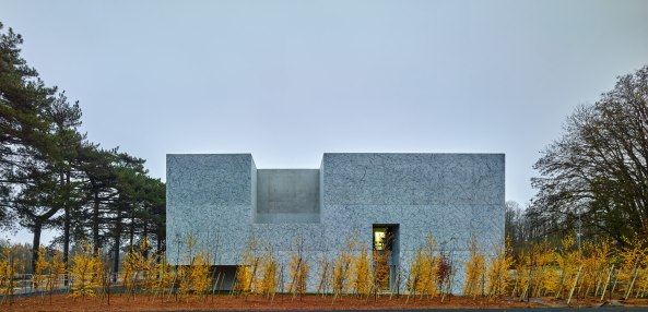 Dominique Coulon & Associ�s; Eugeni Pons; Henri Dutilleux Conservatoire of Music, Dance and Dramatic Arts; Belfort; Frankreich; Konservatorium; Musikschule; Tanzschule; Theaterschule; Neubau; Pollock; Drip Painting; Action Painting; Betonfassade; Marmoroptik