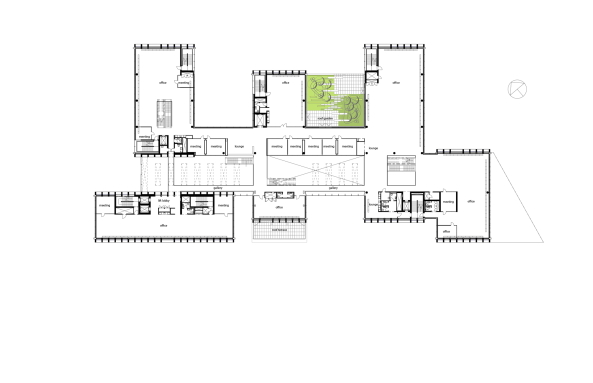 C.F. Mller Architects, Brogebude, Neubau, Verwaltung, Superblock, Hochhaus, Trme, corporate headquarters, HQ, Aarhus, C.F. Mller Landscape, COWI, Vero Moda, Jack & Jones, Bestseller, fashion group, 400 bicycles, Fahrradtiefgarage, Fahrrad, Bro, Grundriss, Modekonzern, Konzern, car park, Naturstein, Fassade, stone, 2015, indoor plaza, nachhaltig, energetisch, saving, enery, Denmark, danisk, Dnemark