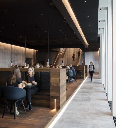 C.F. M�ller Architects, B�rogeb�ude, Neubau, Verwaltung, Superblock, Hochhaus, T�rme, corporate headquarters, HQ, Aarhus, C.F. M�ller Landscape, COWI, Vero Moda, Jack & Jones, Bestseller, fashion group, 400 bicycles, Fahrradtiefgarage, Fahrrad, B�ro, Grundriss, Modekonzern, Konzern, car park, Naturstein, Fassade, stone, 2015, indoor plaza, nachhaltig, energetisch, saving, enery, Denmark, danisk, D�nemark