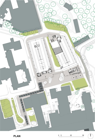 perforiert, Garage, Gent, Abscis Architecten, Parking House, Parkhaus, perforated, metal, Metall, Gent, Belgium, Ghent, Hospital,