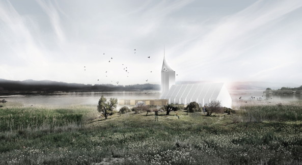 competition, Zhangjiagang, church, Kirche, metallic plates, spheric, Mutterleib, Bauchdecke, See, Wettbewerb, RSAA, projec, Projektvorstellung, classic church, Pfarrkirche, Form, Hlle