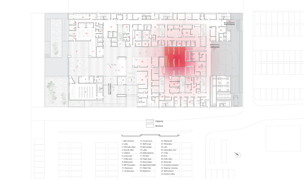 Klinikgebude, Klinik, Neubau, 2015, 2016, Kuweit, medical building, AGi architects, Krebszentrum, Nasser B. Abulhasan, Joaquin Prez-Goicoechea, Spain, Spanien, Mies van der Rohe Award 2015, Hisham A. Alsager Cardiac Center, Healt, Gesundheit, Krankenhaus, Naher Osten, Golf