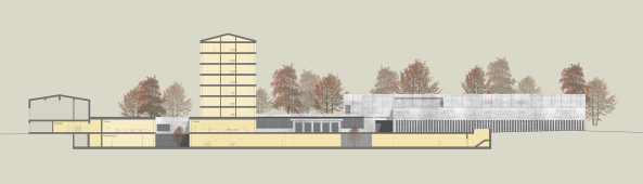 Erweiterung Sportzentrum Kerenzerberg, Burkard Meyer und Vogt gewinnen Wettbewerb in Zrich, Wettbewerbsergebnisse, Baunetz, Baunetz-Meldungen, Architektur in der Schweiz, Boris Brunner, Daniel Niggli, Luca Selva, David Vogt, Burkard Meyer Architekten, Vogt Landschaftsarchitekten, E2A Architekten, : mlzd Architekten aus Biel, Adrian Streich Architekten, pool Architekten, Dreifachturnhalle, Turnhalle, Sporthalle, Sichtbeton, Beton,