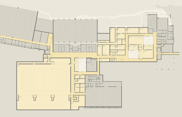 Erweiterung Sportzentrum Kerenzerberg, Burkard Meyer und Vogt gewinnen Wettbewerb in Zrich, Wettbewerbsergebnisse, Baunetz, Baunetz-Meldungen, Architektur in der Schweiz, Boris Brunner, Daniel Niggli, Luca Selva, David Vogt, Burkard Meyer Architekten, Vogt Landschaftsarchitekten, E2A Architekten, : mlzd Architekten aus Biel, Adrian Streich Architekten, pool Architekten, Dreifachturnhalle, Turnhalle, Sporthalle, Sichtbeton, Beton,