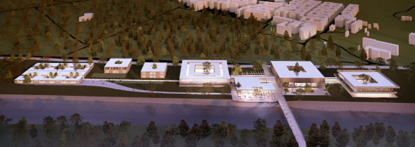 Taiyuan Botanical Garden, Delugan Meissl; Valentien Valentien; China; Landschaft; Botanischer Garten; Gewchshuser; Museum; Neubau; Empfangsgebude; Schwebende Aussichtsplattform; kologie;